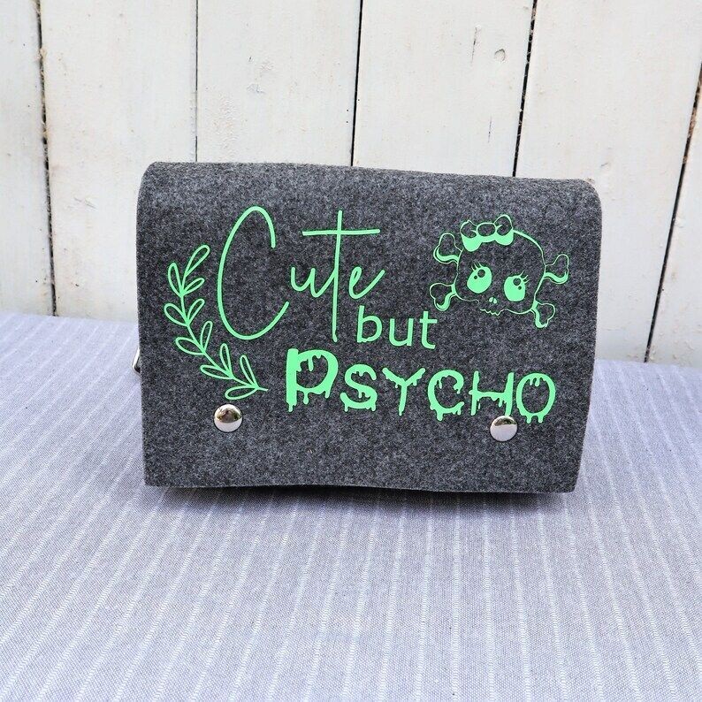 Handtasche aus Filz  Tasche grau CUTE BUT PSYCHO