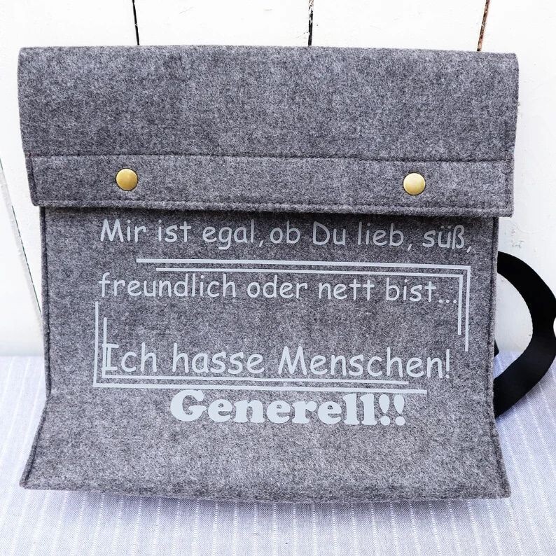 Handtasche aus Filz Shopper Tasche Spruch Mir ist egal...