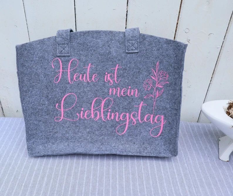 Handtasche aus Filz Shopper Tasche Spruch Lieblingstag