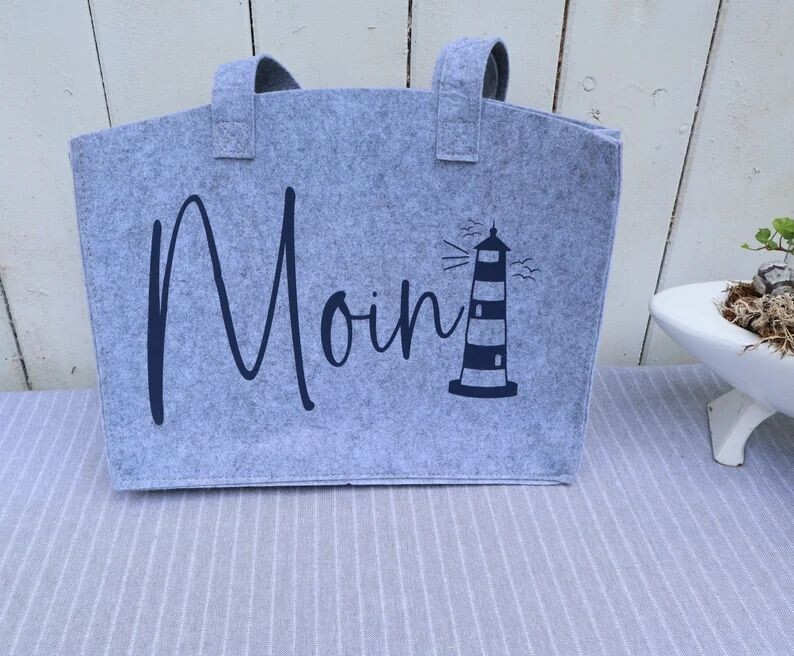 Handtasche aus Filz Shopper Tasche Spruch Moin