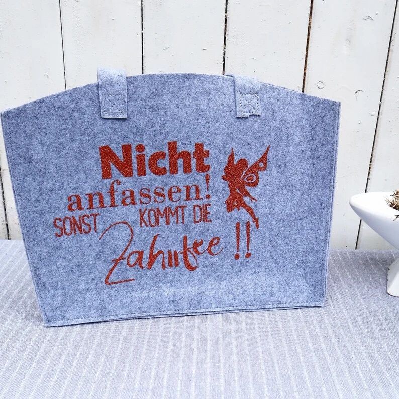 Handtasche aus Filz Shopper Tasche Spruch Zahnfee