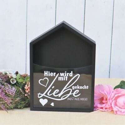 Serviettenhalter in Hausform mit Spruch Mit Liebe...