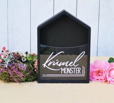 Serviettenhalter in Hausform mit Spruch Krümel Monster