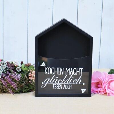Serviettenhalter Haus mit Spruch Kochen macht glücklich...