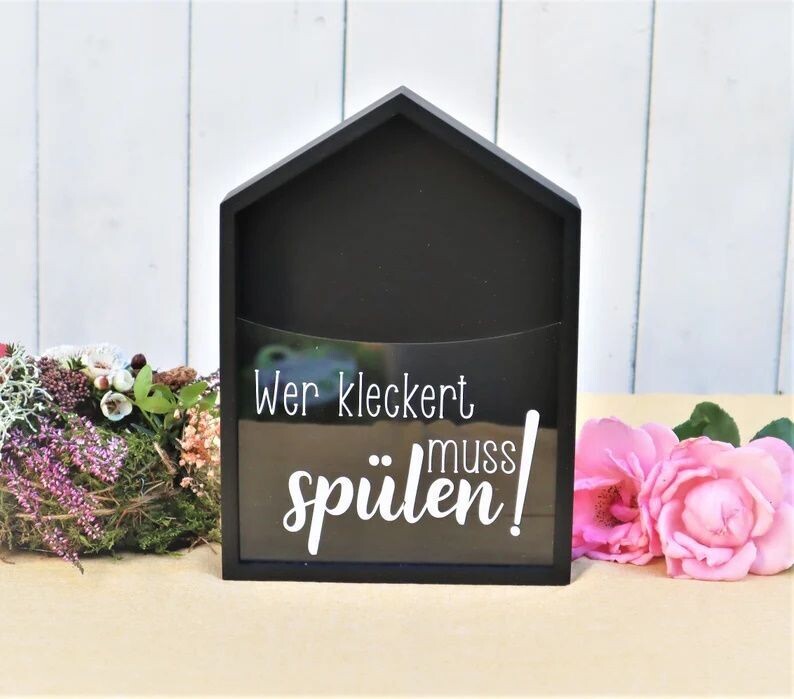 Serviettenhalter  Haus mit Spruch wer kleckert...