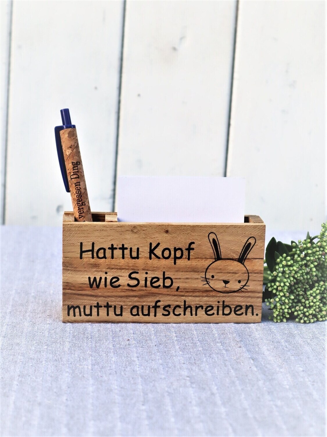 Geschenk Idee mit graviertem Kuli und Notizzettelhalter Geschenk Idee mit graviertem Kuli und Notizzettelhalter