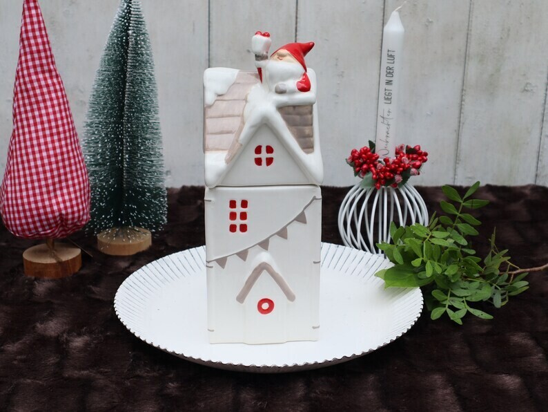 Gebäckdose Haus mit Wichtel Weihnachten Advent