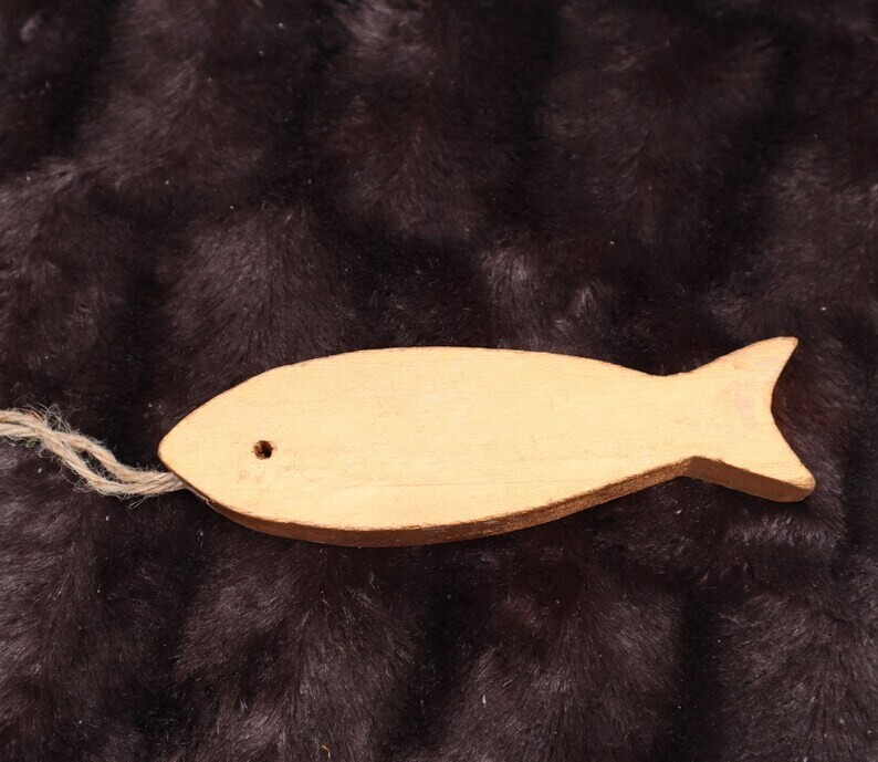 Deko Hänger maritim Fisch aus Holz goldfarbig