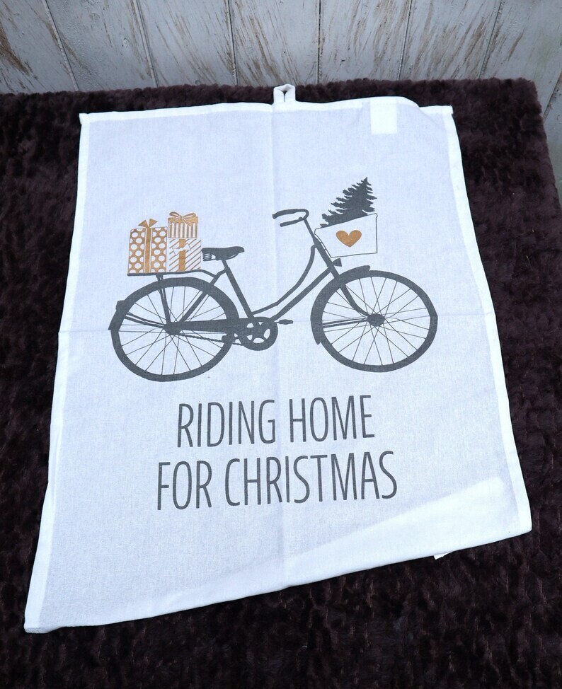 Geschirrtuch Küchenhandtuch Weihnachten Abwaschtuch Abtrockentuch Fahrrad