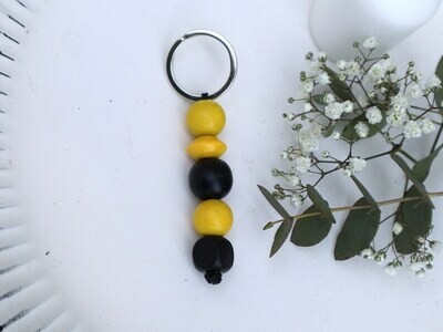 Schlüsselanhänger Taschenanhänger Holzperlen schwarz gelb