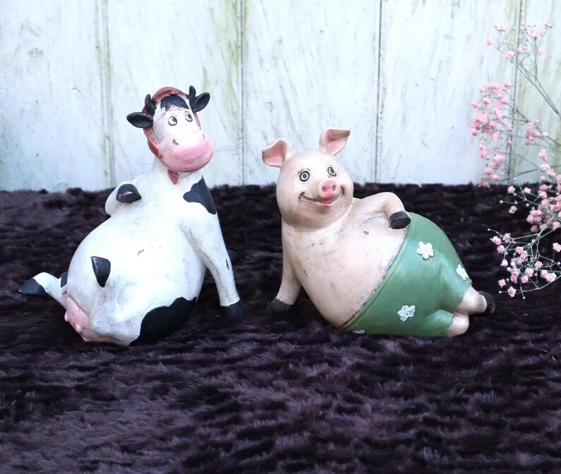 Kuh Schwein Deko Figuren 2 Varianten Landhaus Deko KUH