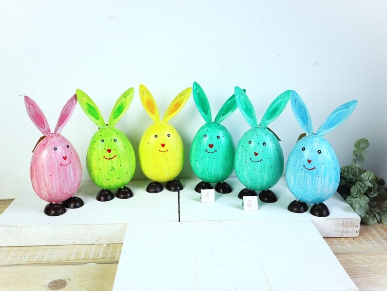 Osterdeko Hase aus Metall Deko Figur Ostern Frühling HELLGRÜN