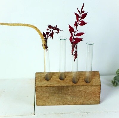 Tischdeko Vase Reagenzglasvase Holz Deko