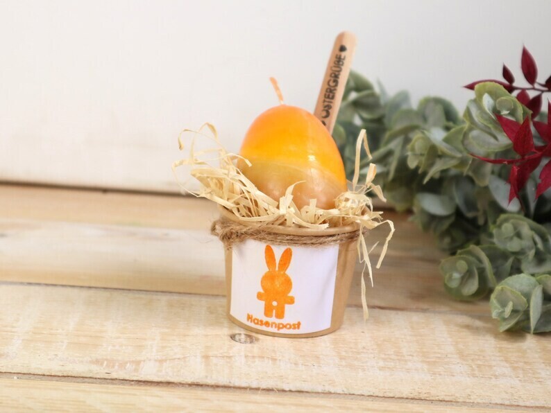 Osternest Geschenk Idee Dip Dye Kerze Ostergeschenk  gelb orange