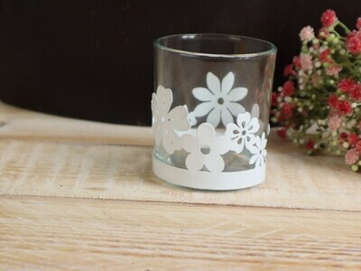 Teelichtglas mit Frühlings Dekor Kerzenhalter