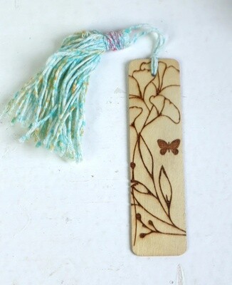 Lesezeichen Holz graviert personalisiert Kleines Geschenk Idee Blüten #4