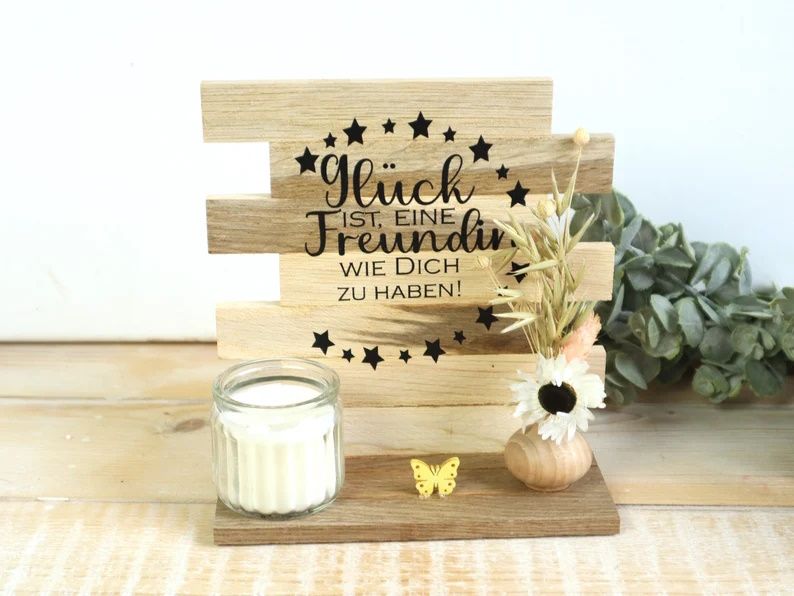 Holz Deko Geschenk Idee Glück Freundin Aufsteller