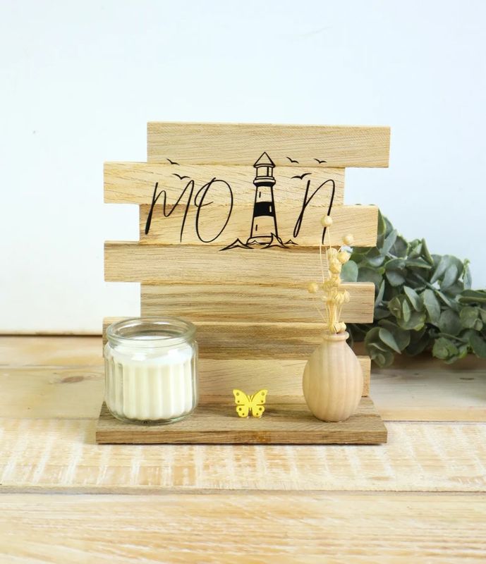 Holz Deko Geschenk Idee Moin Leuchtturm Aufsteller
