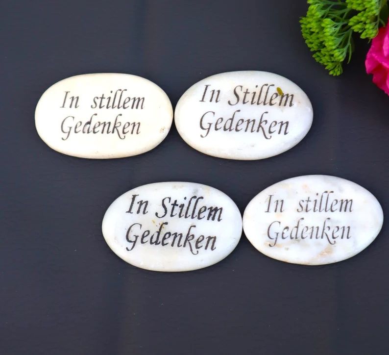 Grabdekoration Mamorplatte Grabschmuck  In stillem Gedenken