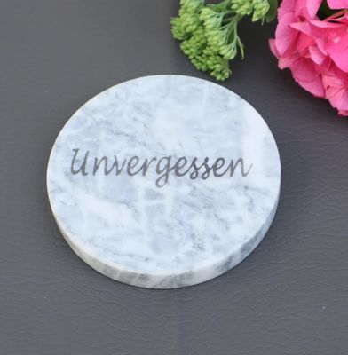 Grabdekoration Mamorplatte Grabschmuck rund Unvergessen