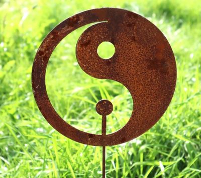 Gartenstecker Ying Yang Edelrost Optik