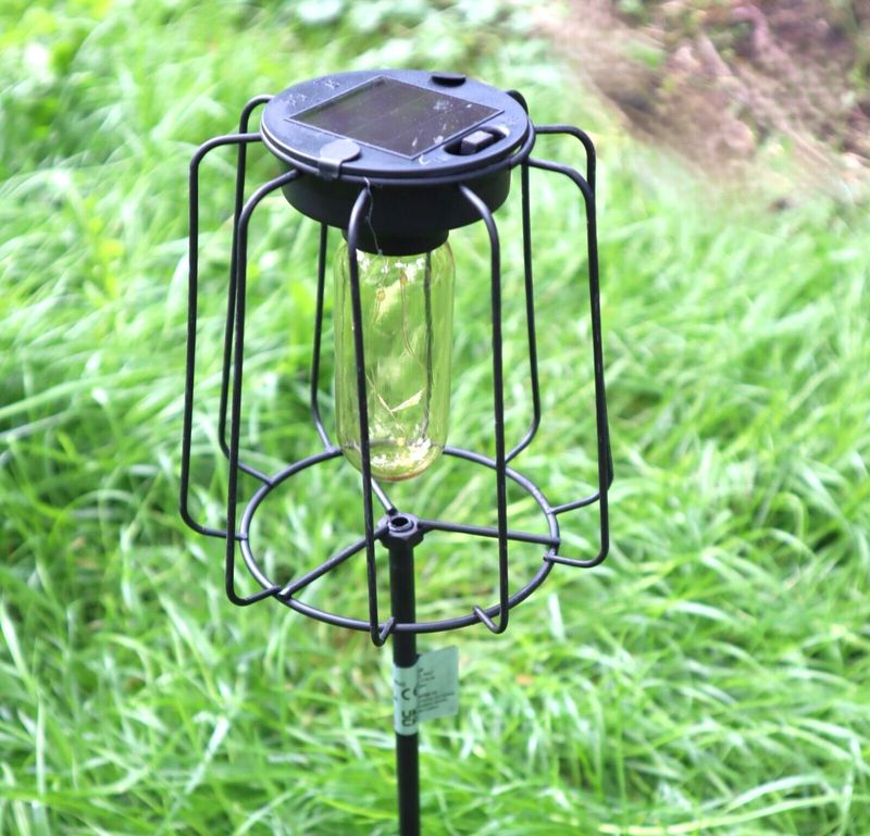 Solar Laterne Lampe 2 Varianten Garten Deko Balkon Dekoration Metall schwarz GERADE
