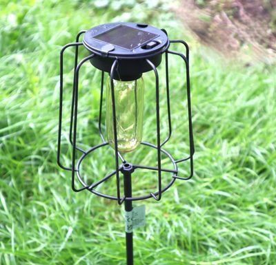 Solar Laterne Lampe 2 Varianten Garten Deko Balkon Dekoration Metall schwarz GERADE