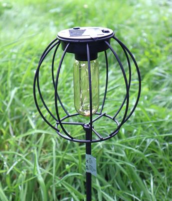 Solar Laterne Lampe 2 Varianten Garten Deko Balkon Dekoration Metall schwarz RUND