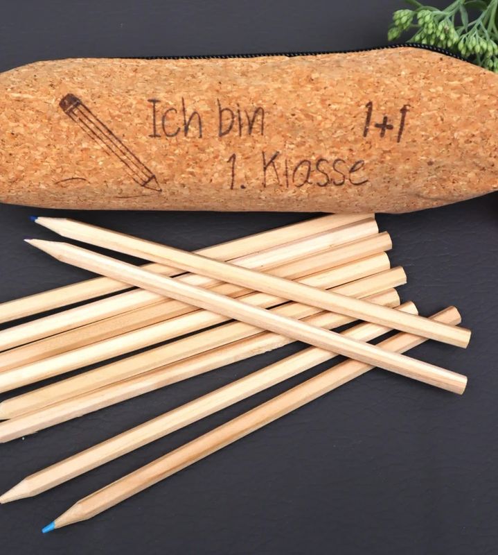 Schlampermäppchen Kork graviert Ich bin 1. Klasse personalisierbar