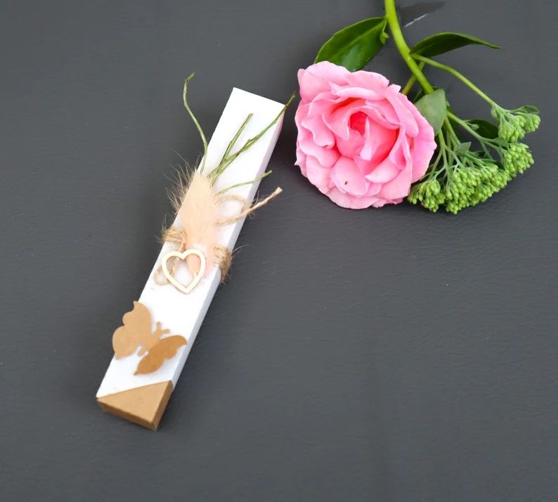 Geschenk Verpackung für Kerzen Stifte Kuli Glasröhrchen Geldgeschenk Geldumschlag #2