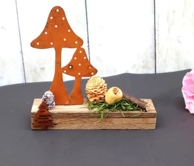 Herbstdeko Holz mit Pilzen Rost Tischdeko Aufsteller Wohndeko Herbstdeko Holz mit Pilzen Rost Tischdeko Aufsteller Wohndeko