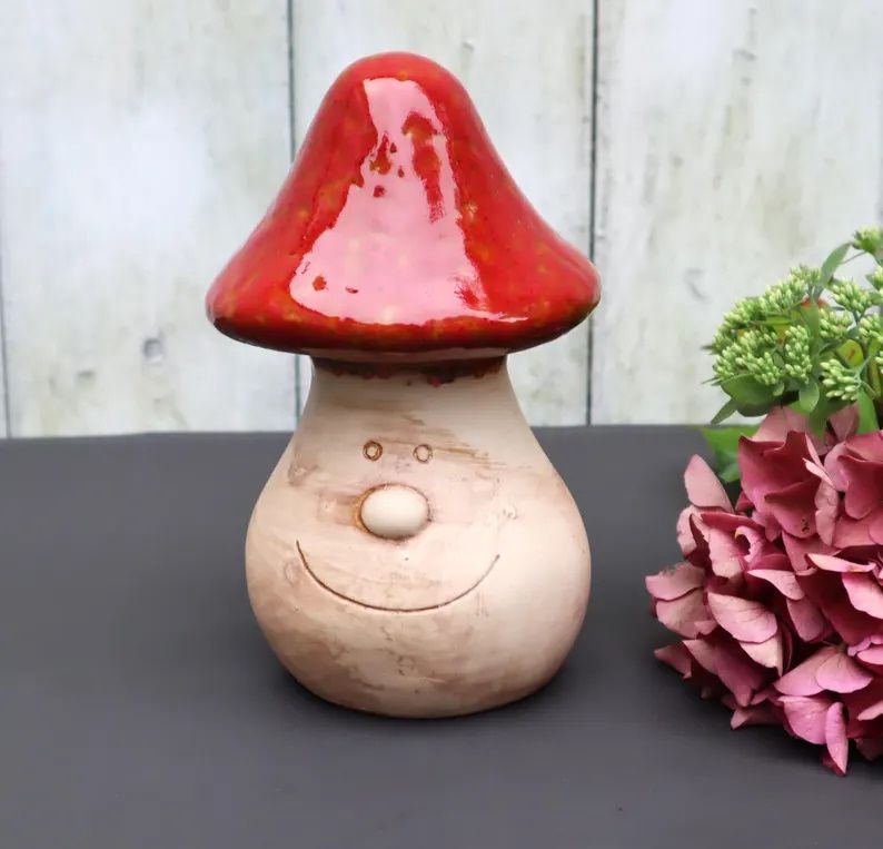 Deko Pilz Herbstdekoration Tischdeko Keramik lustig