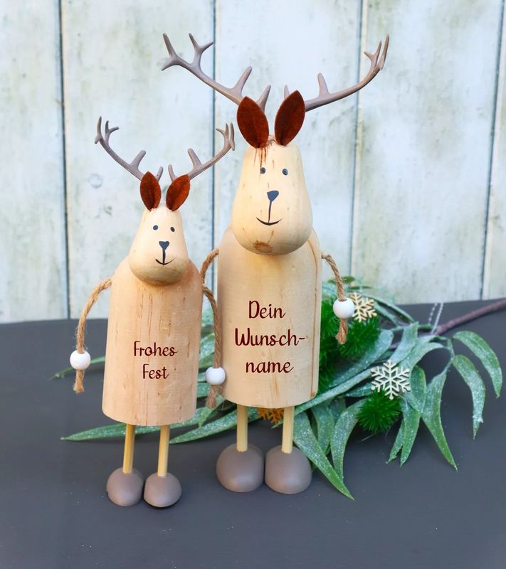 Weihnachtsdeko Elch 2 Größen Holz personalisierbar GROß