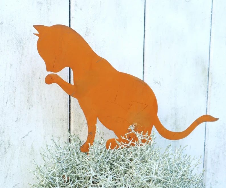 Gartenstecker Katze Edelrost Optik 3