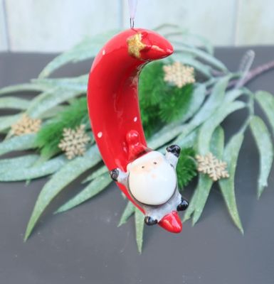 Hänger Mond mit Weihnachtsmann Weihnachtsdeko Nikolaus