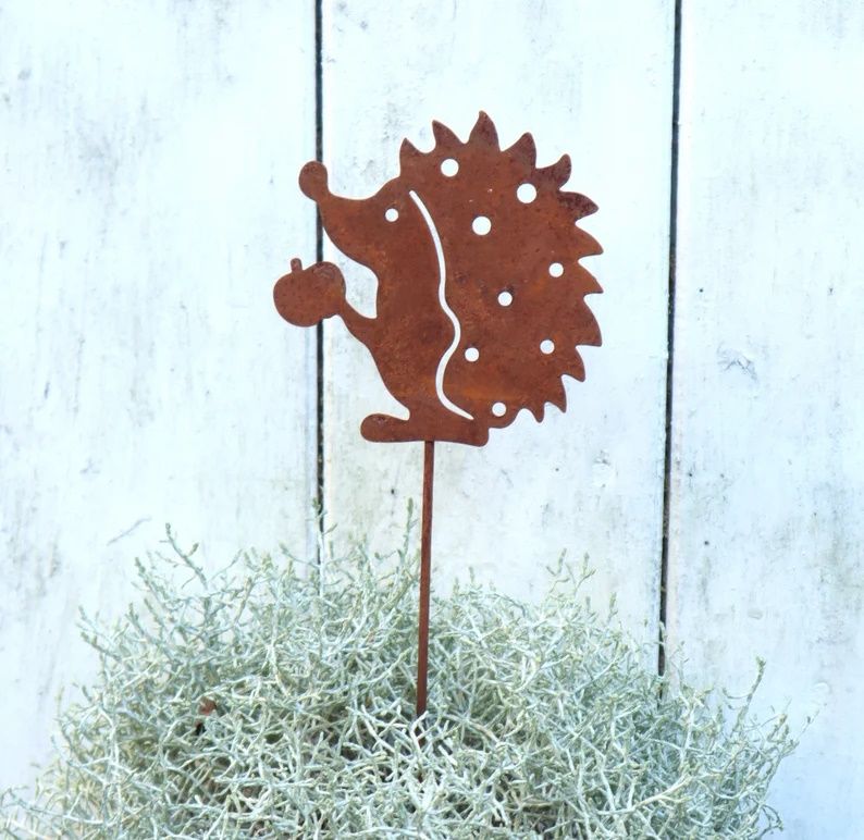 Gartenstecker Igel Herbstdeko Edelrost