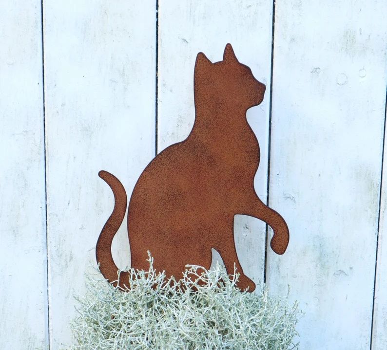 Gartenstecker Katze Edelrost Optik 1