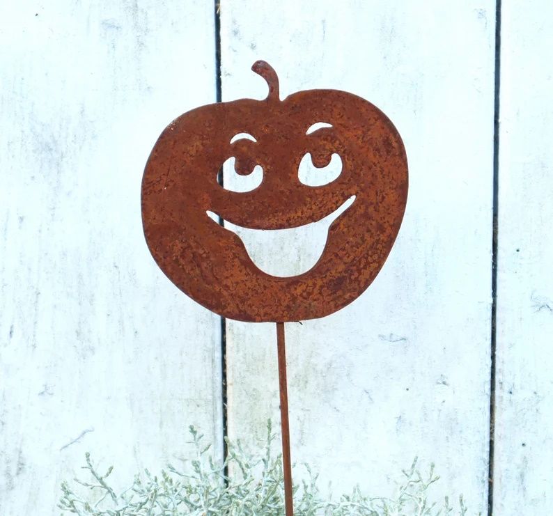 Gartenstecker Apfel Herbstdeko Edelrost