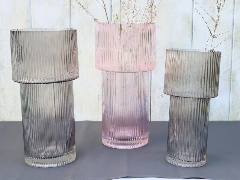 Glas Vase Tischdeko Blumenvase ROSA GROß