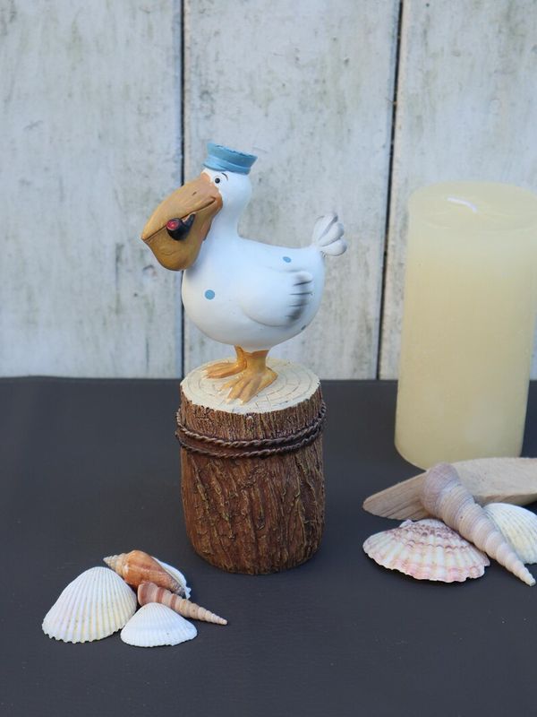 Pelikan auf Pfahl Figurine Figur maritime