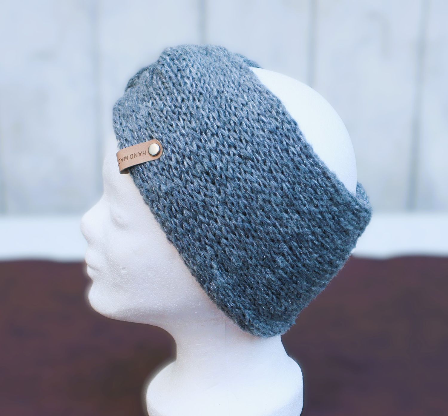 Ohrwärmer Stirnband gestrickt grau Turban