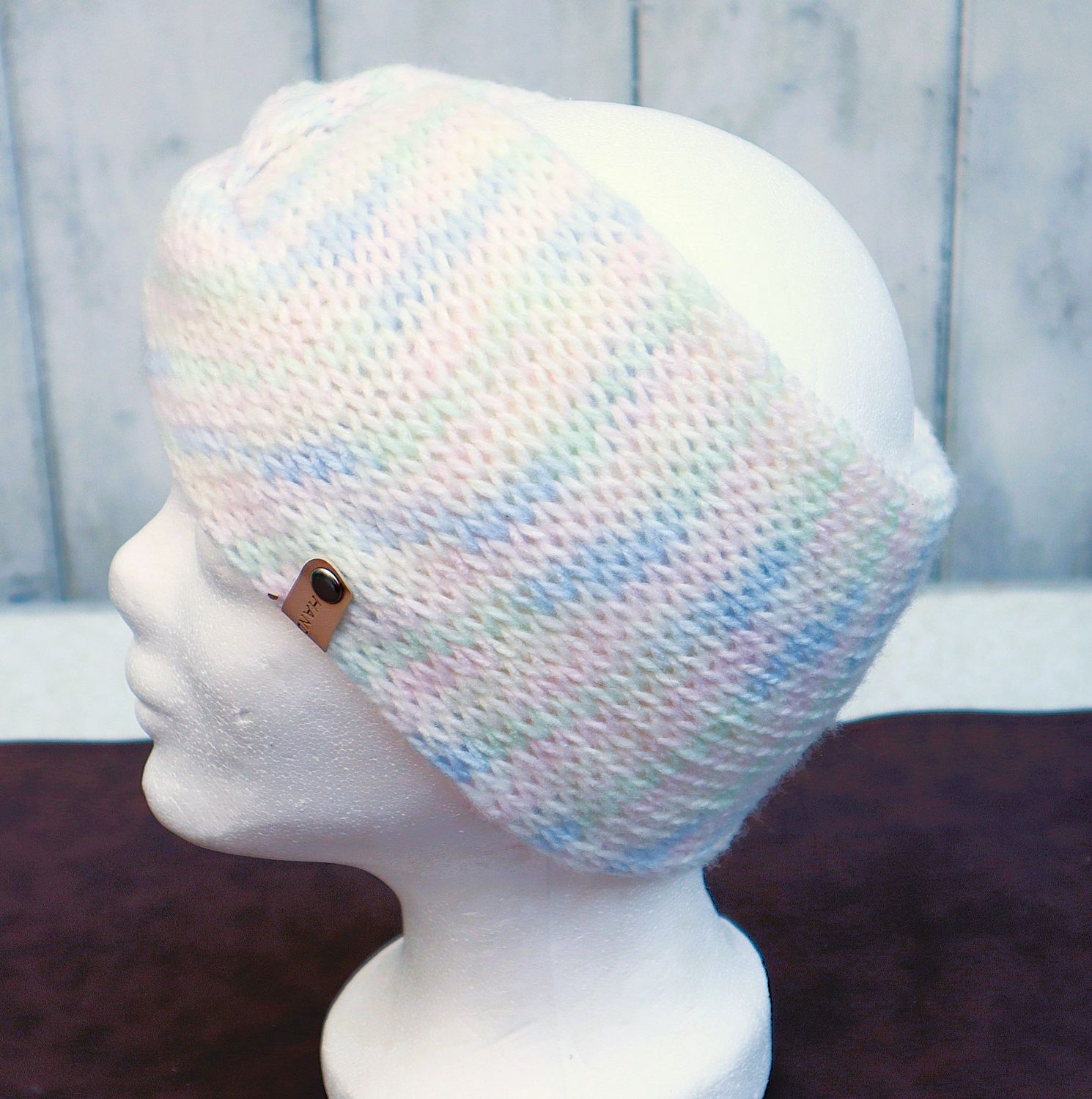 Ohrenwärmer Stirnband Turban Ohrwärmer weiß rosa hellblau