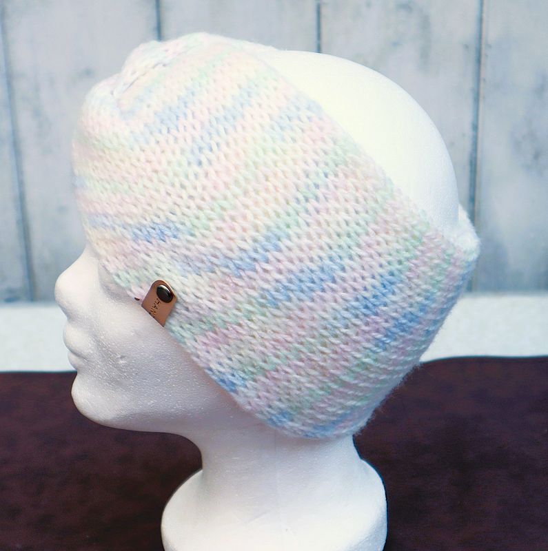 Ohrenwärmer Stirnband Turban Ohrwärmer weiß rosa hellblau