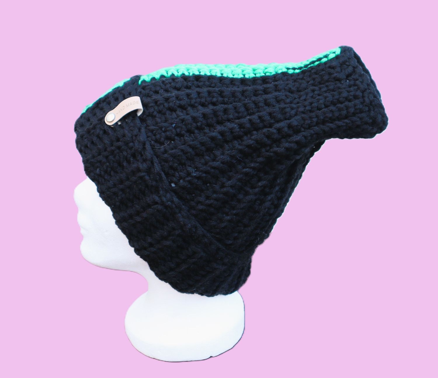 Mütze für Zopf Pferdeschwanz Mütze mit Öffnung scharz grün