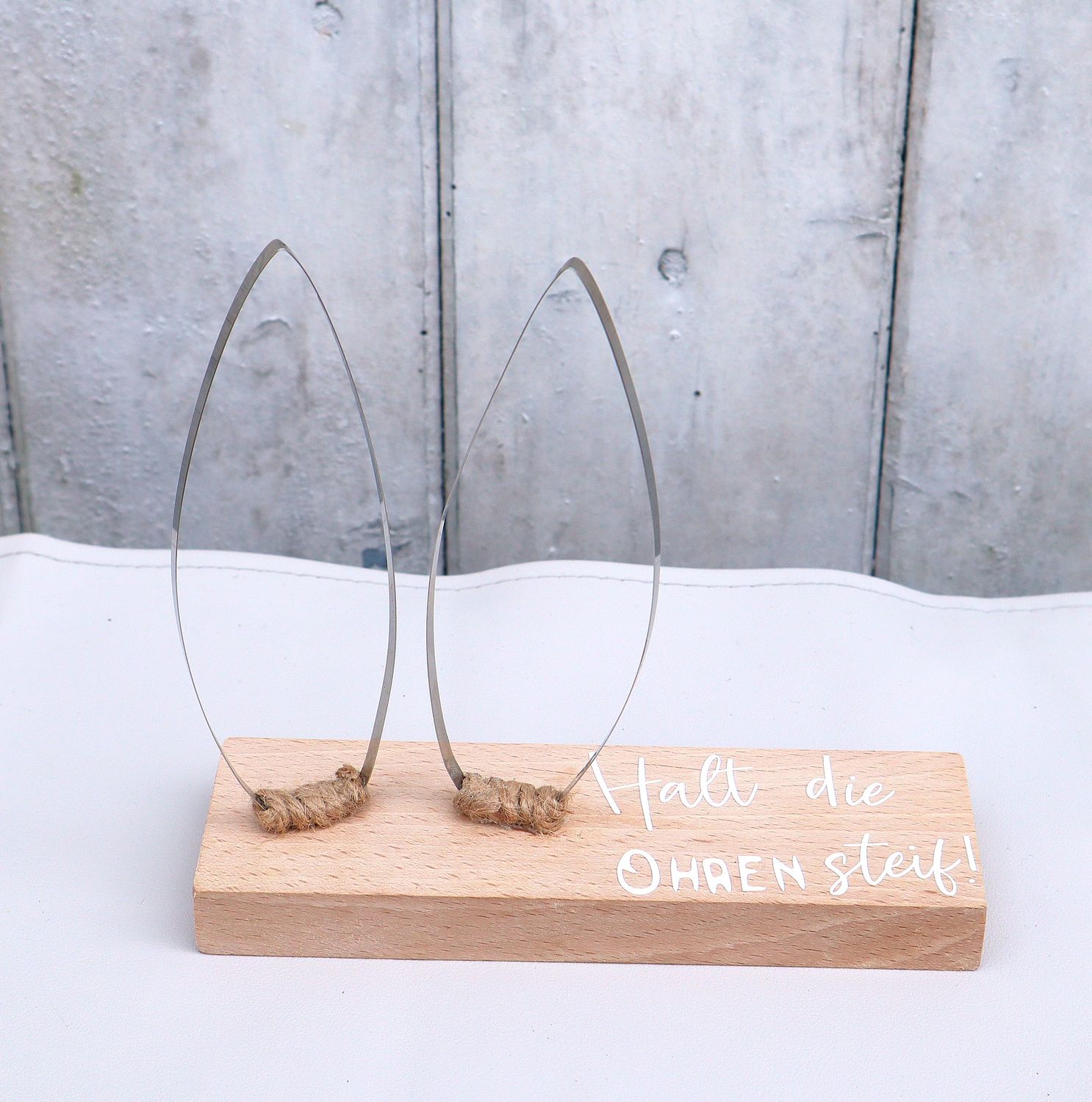 Wohn Deko Motivationsgeschenk Hasenohren Aufsteller Mutmacher Aufmunterung Holz