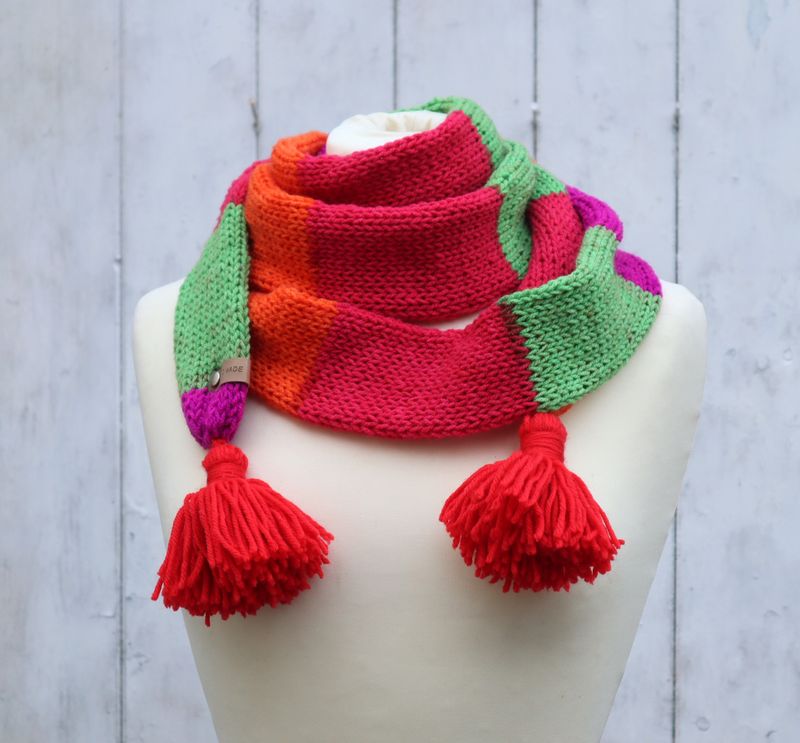 Schal lang schmal bunt Wickelschal Handarbeit modern Schal lang schmal bunt Wickelschal Handarbeit modern