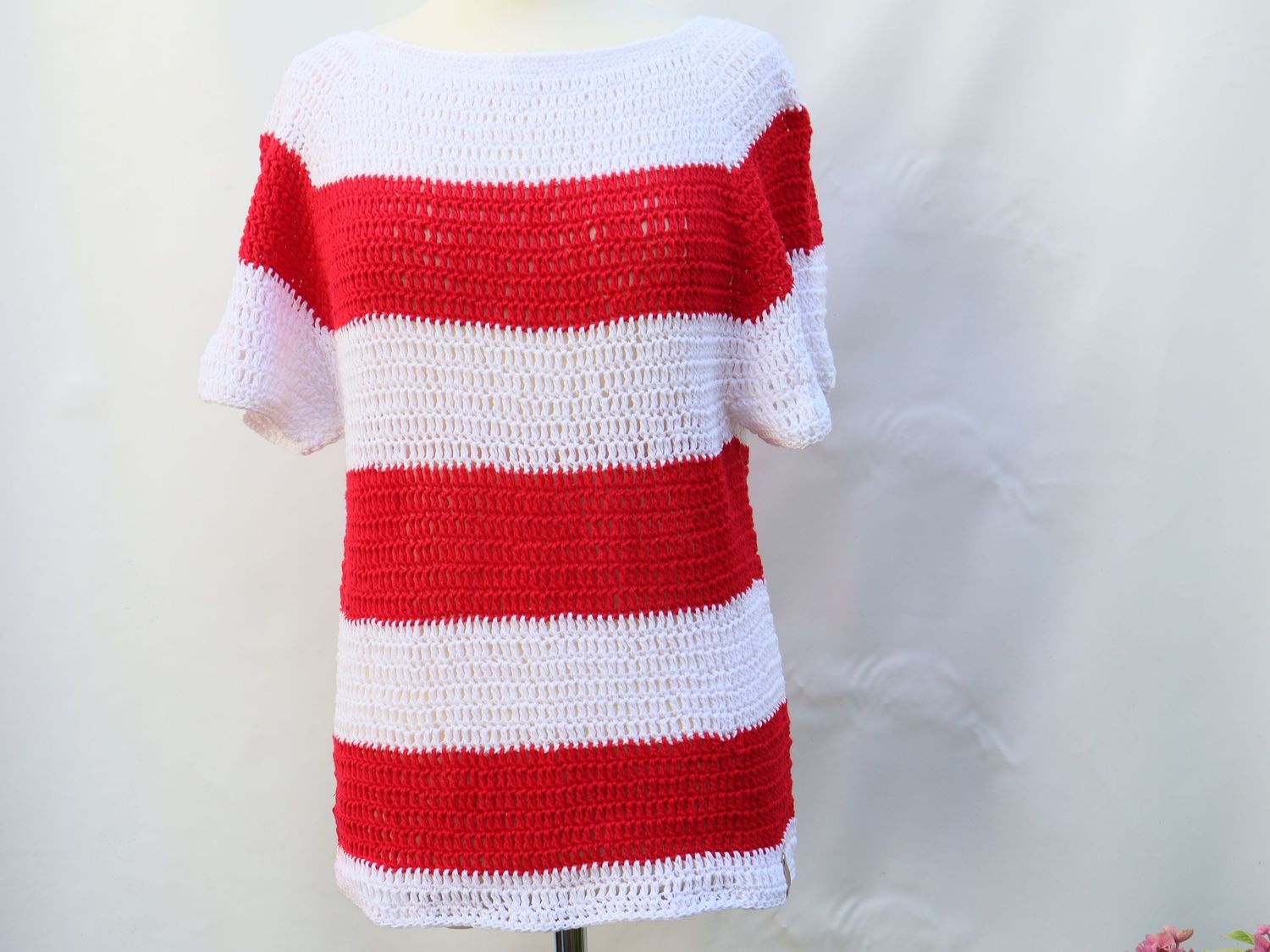Häkelpullover Top Tunika Pulli gehäkelt Baumwolle Handarbeit Shirt Häkelpullover Top Tunika Pulli gehäkelt Baumwolle Handarbeit Shirt
