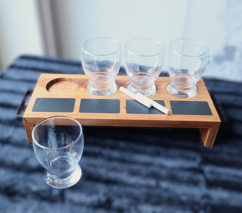 Senza Probier Set Holz 4 Gläser Esskultur Gäste Geschenk für Senza Probier Set Holz 4 Gläser Esskultur Gäste Geschenk für