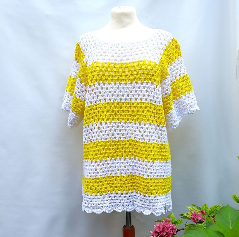 Häkelpullover Top Tunika Pulli gehäkelt mit Baumwolle Handarbeit Shirt Häkelpullover Top Tunika Pulli gehäkelt mit Baumwolle Handarbeit Shirt