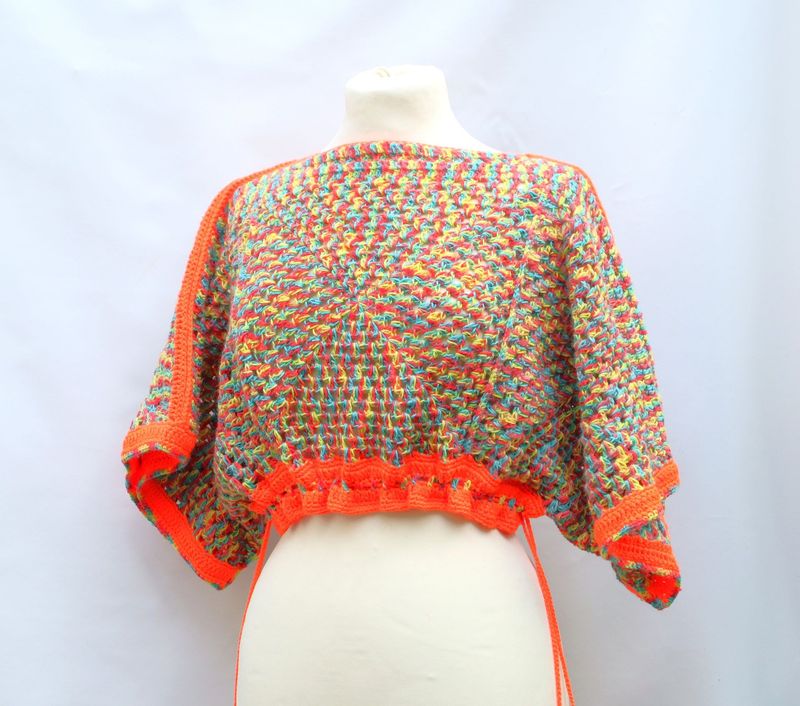 Häkelpullover Top Pulli gehäkelt cropped Sweater Shirt Häkelpullover Top Pulli gehäkelt cropped Sweater Shirt
